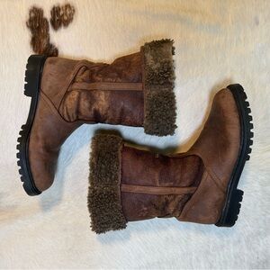 Canada-Made Leather Shearling Boots – Size 9.5